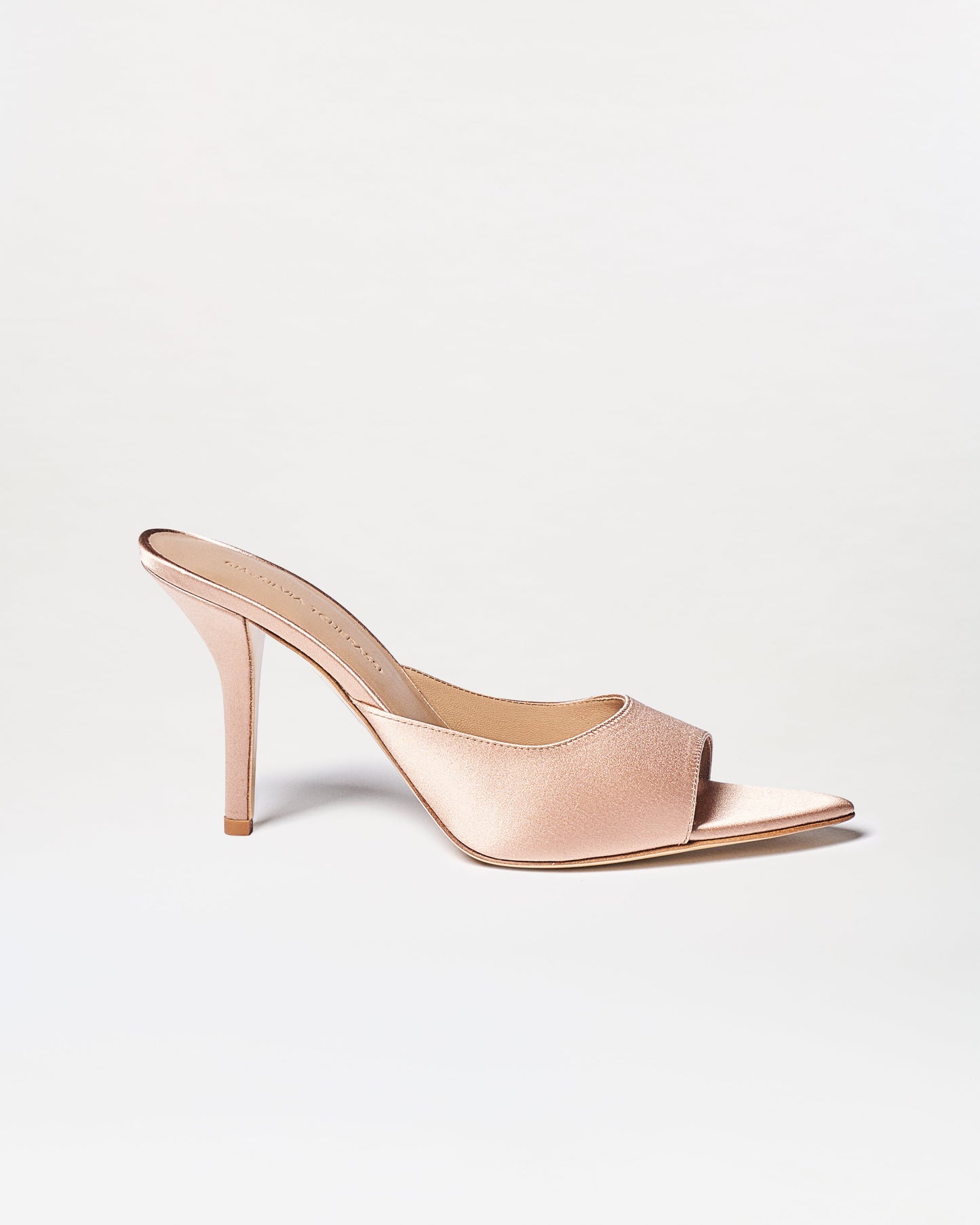 A single Perni Heel in blush pink, featuring an open toe and stiletto heel, displayed against a plain white background.