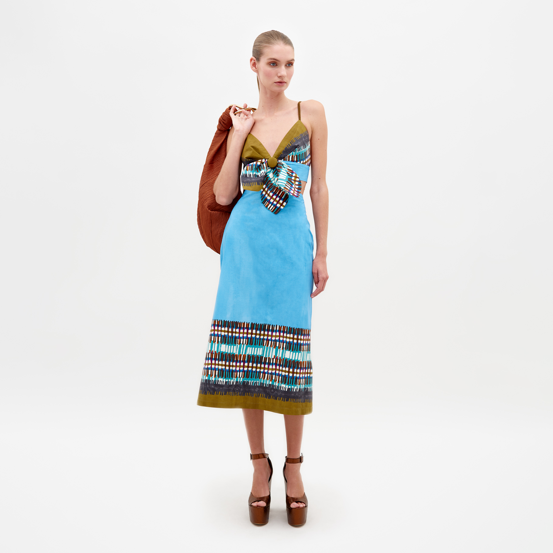 ATIRA_SKIRT_-_AQUA_OLIVE_PLAID_front