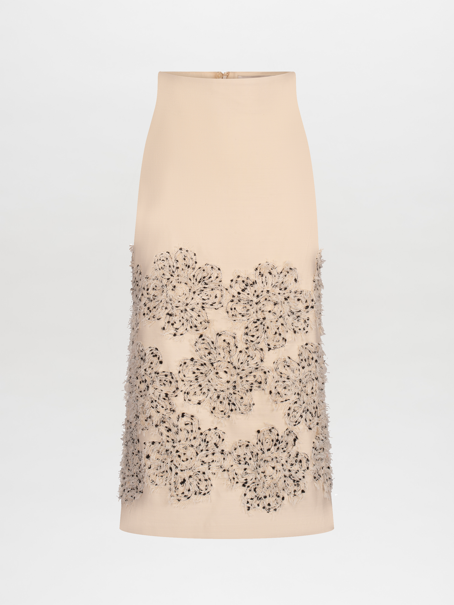 Falda Atira Beige Black Embroidered Flowers