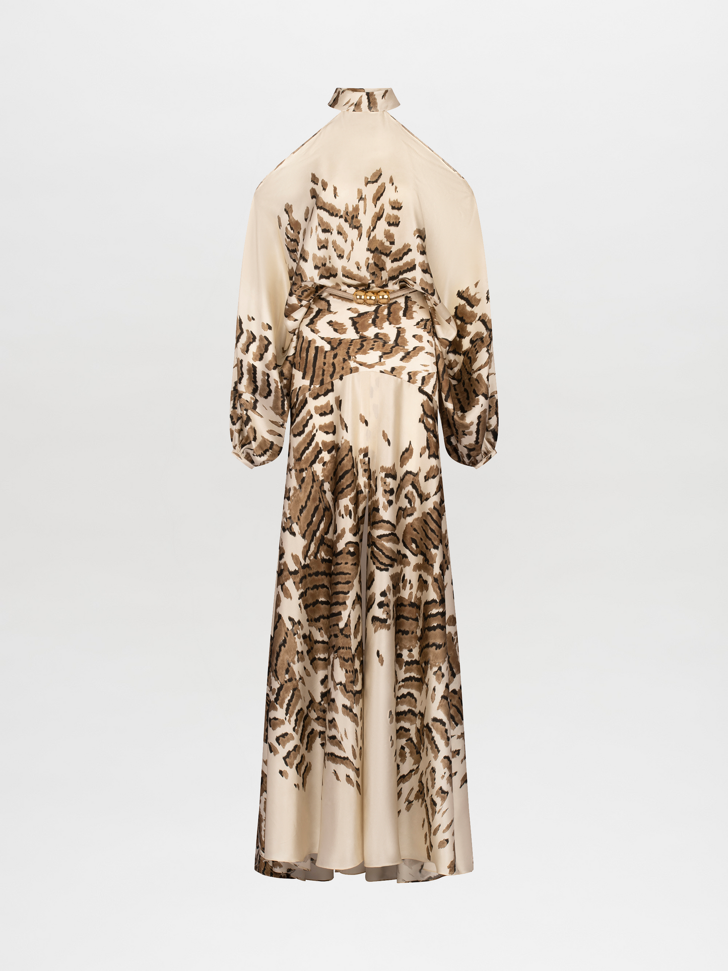 Vestido Bahar Beige Abstract Animal Print