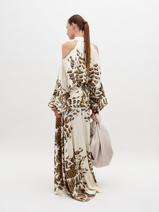 BaharDress-BeigeAbstractAnimalPrint_Back