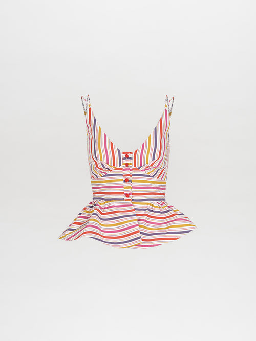 Fiorella Top Golden Magenta Stripes