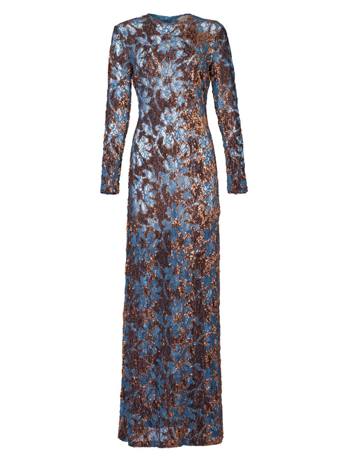 Vestido Ida Navy Ochre Sequin