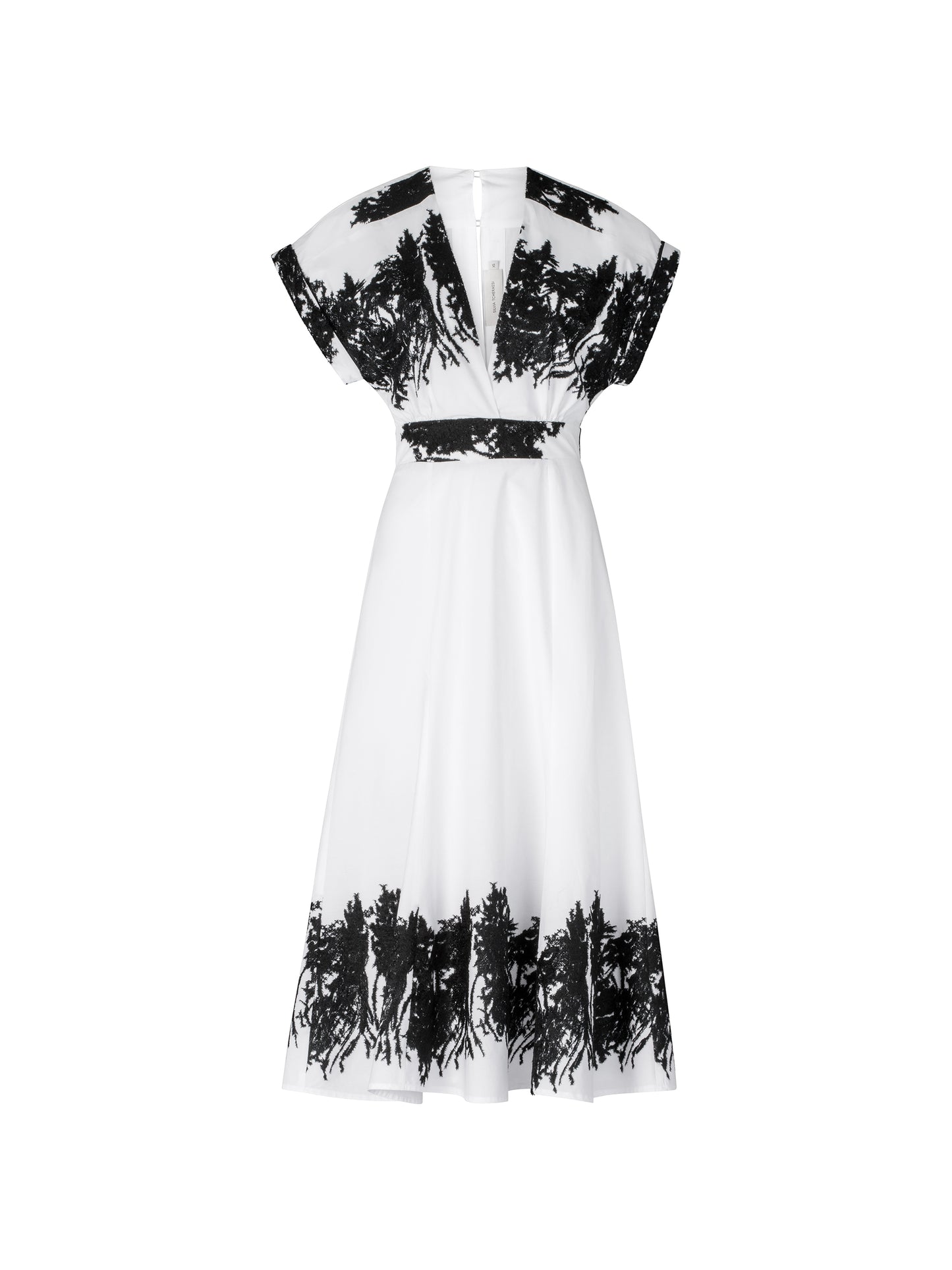 Vestido Laila White Black Velvet Embroidery