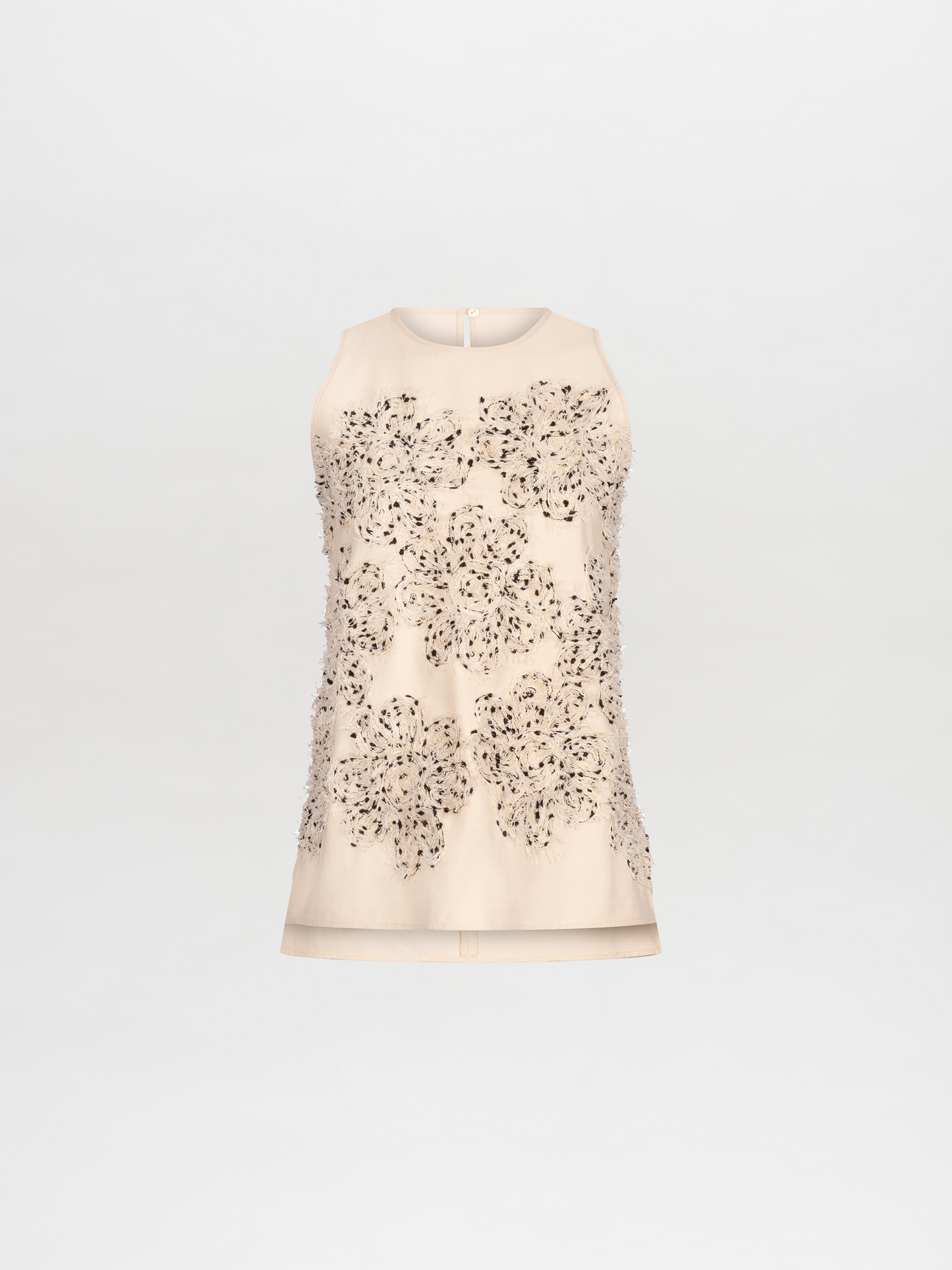 Blusa Leonora Beige Black Embroidered Flowers