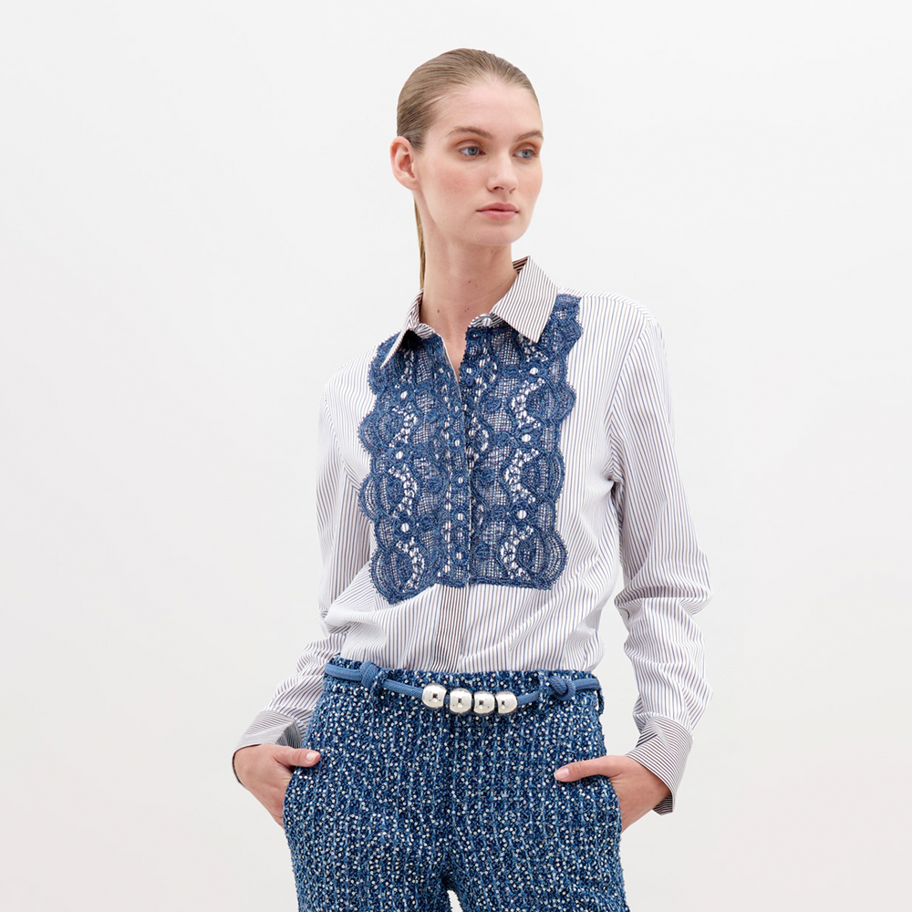 Naroa_Shirt_-_Blue_Brown_Stripes_-_Navy_Sequins_Front