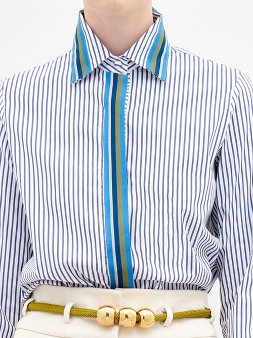 Camisa Premium White Blue Stripes