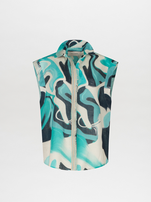 Blusa Rina Turquoise Marble