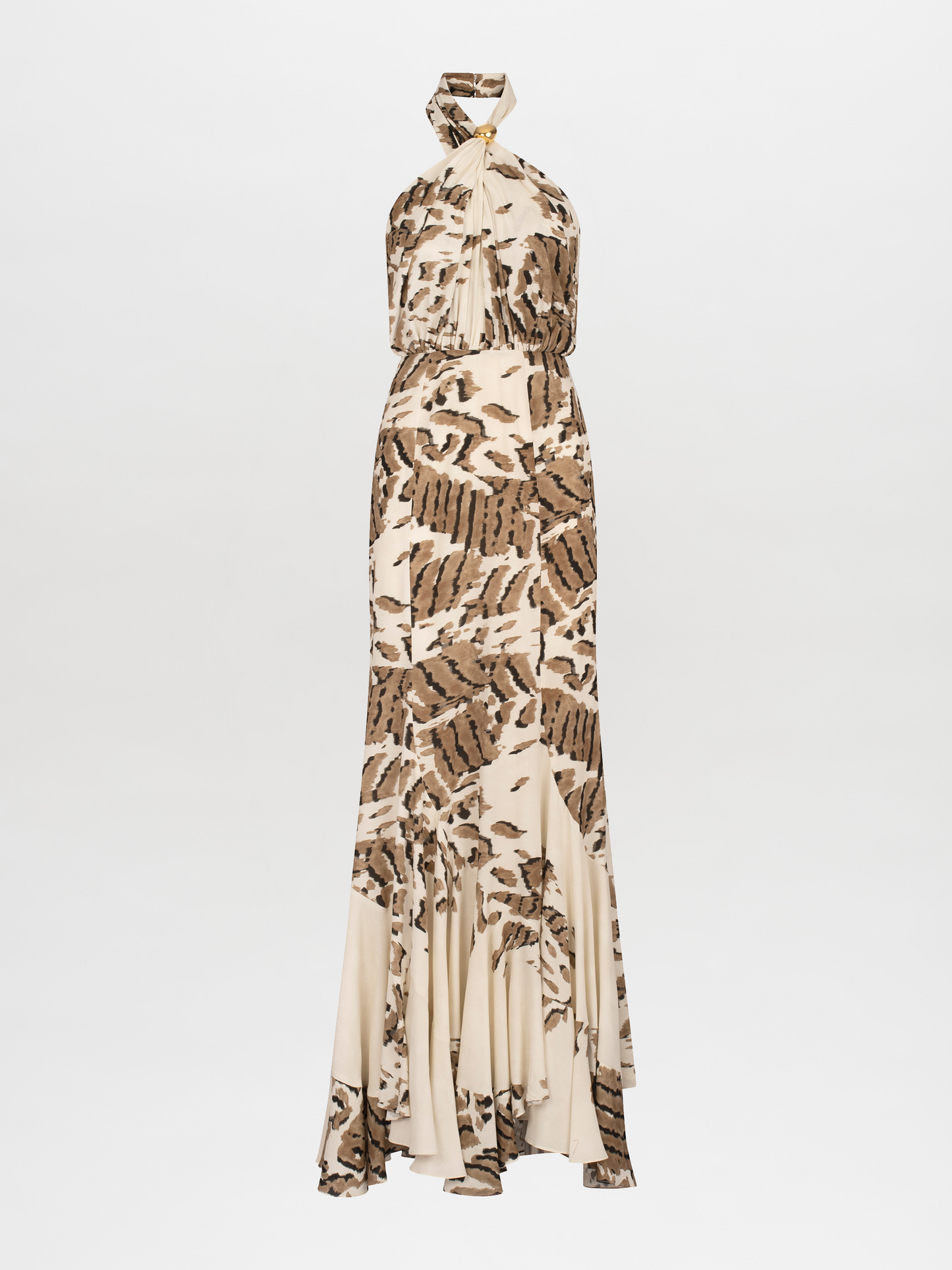 Vestido Raisa Beige Abstract Animal Print