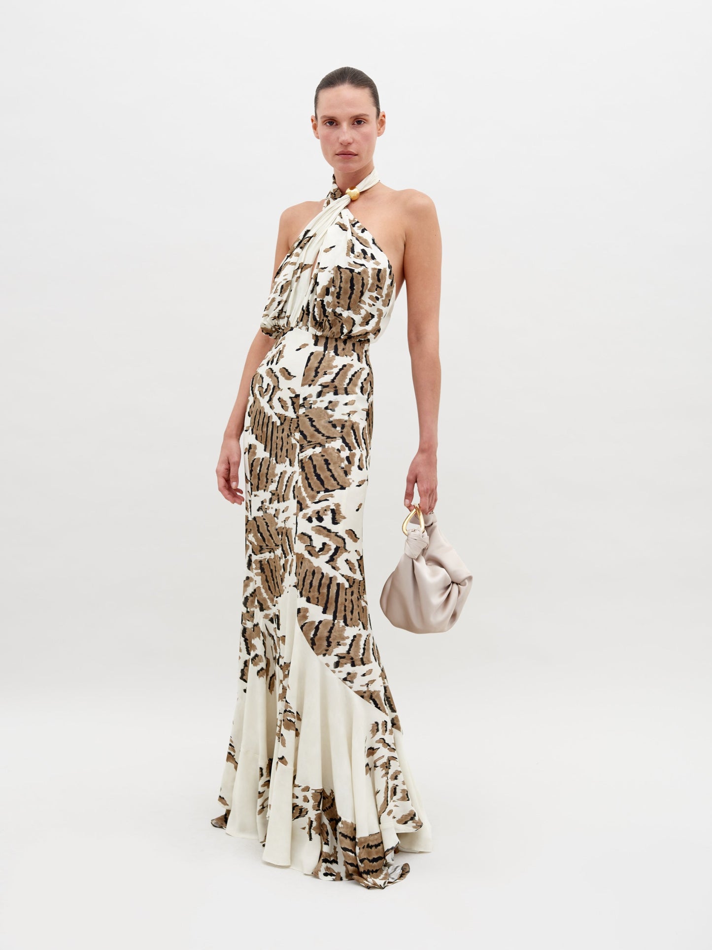 Vestido Raisa Beige Abstract Animal Print