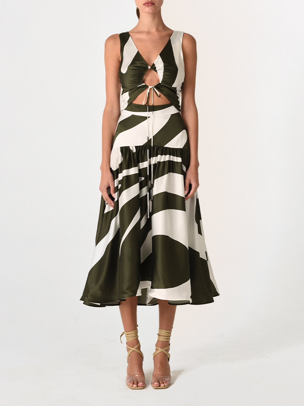 Vestido Roseanne Palma Abstracta Verde