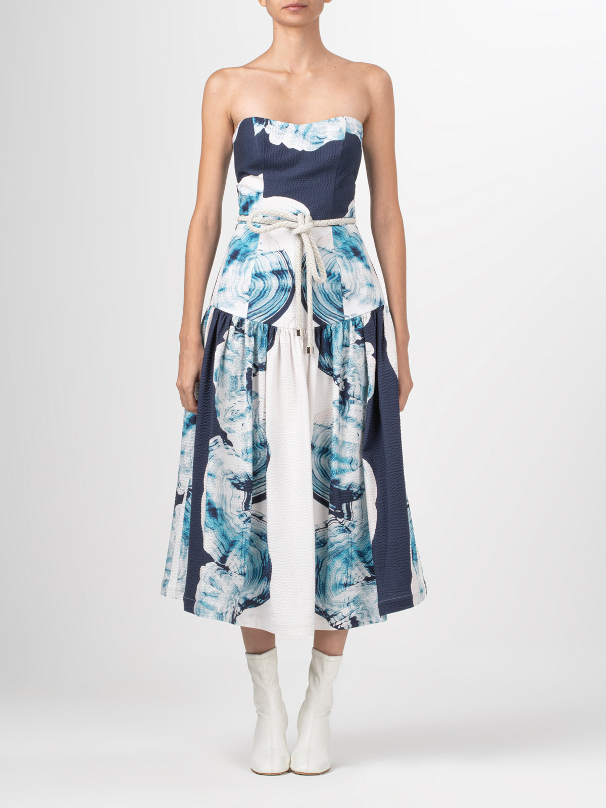 Vestido Adelaida Navy Abstract Wave