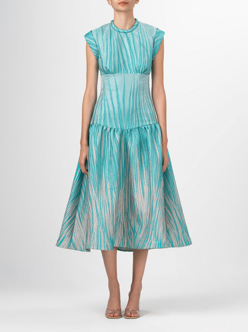 Vestido Conza Aqua Abstract Ripple