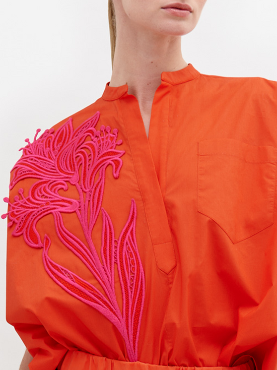 SusaneBlouse-Scarlet_JessPant-Tangerine_Detail