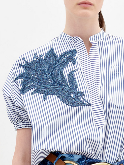 Blusa Susanne White Blue Stripes