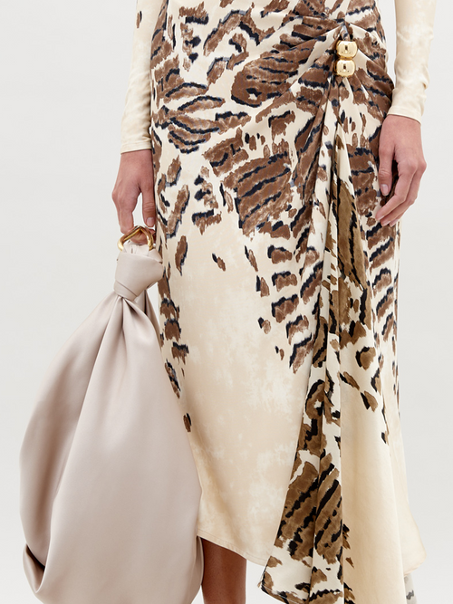 Vestido Tahia Beige Abstract Animal Print