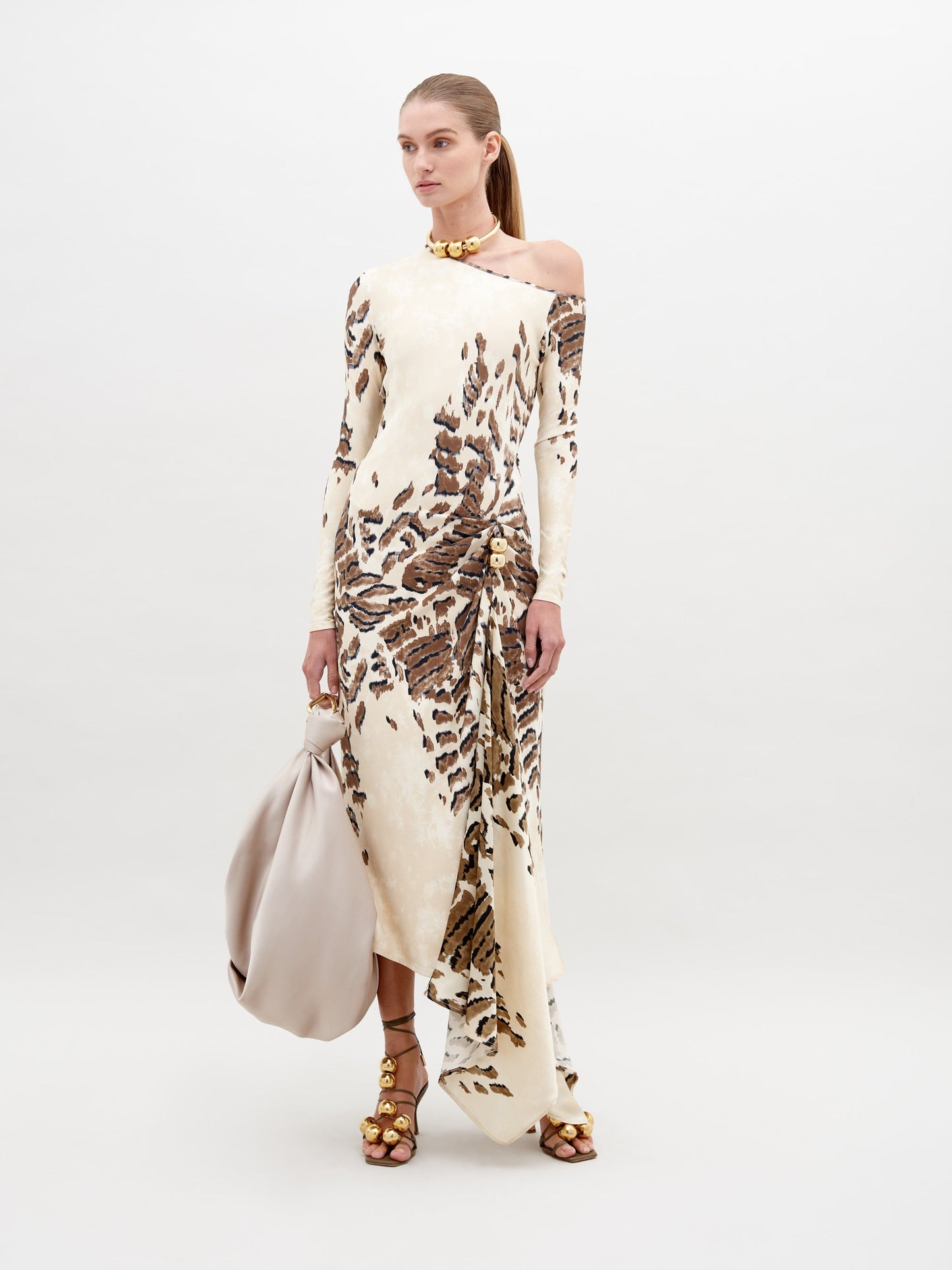 Vestido Tahia Beige Abstract Animal Print