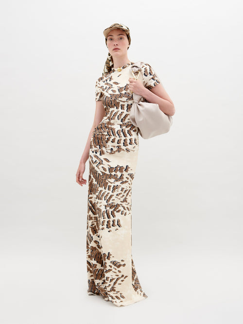 Vestido Yara Beige Abstract Animal Print