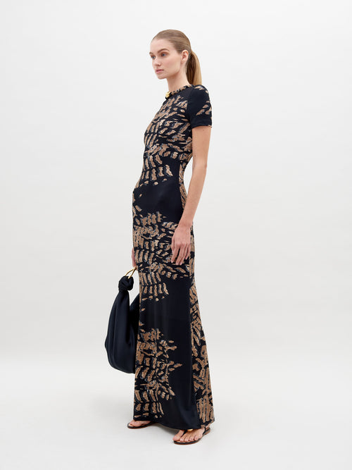 Vestido Yara Black Abstract Animal Print