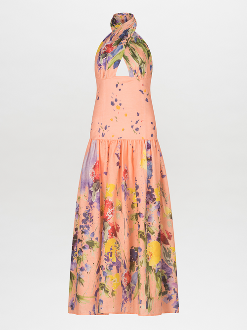 Vestido Zaira Apricot Spring Garden