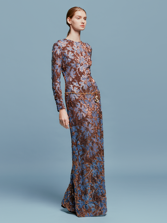 IDA_DRESS_-_NAVY_OCHRE_SEQUIN_FRONT