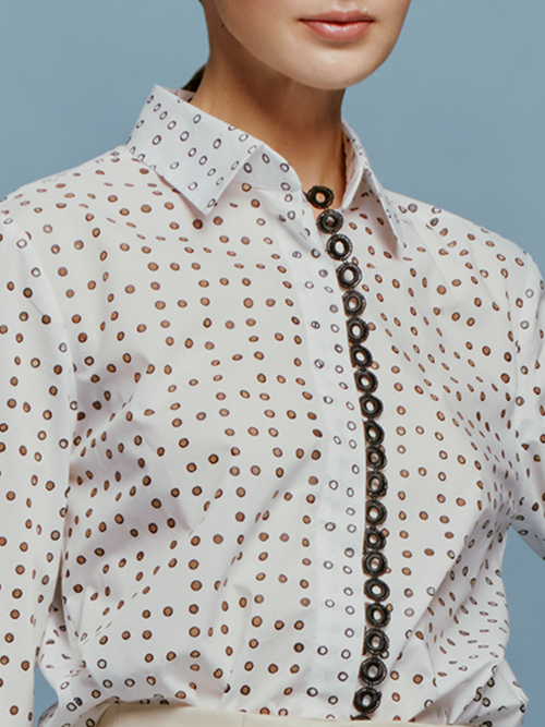 Blusa Naroa White Black Dots