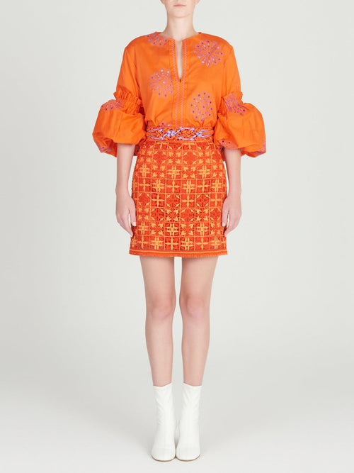 Idalia Skirt Red Orange Crochet