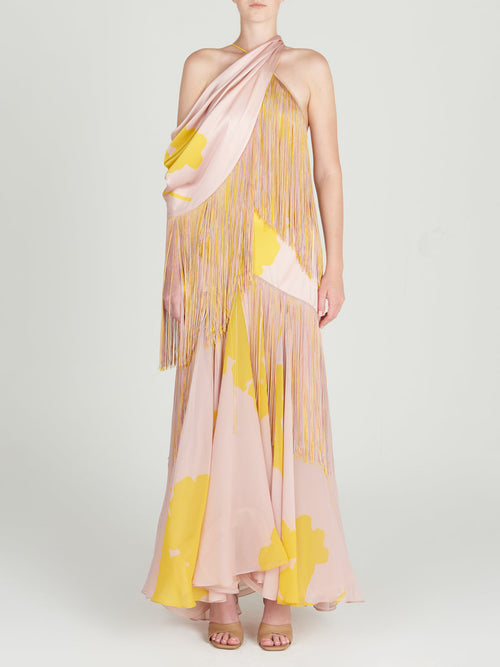 Parma Dress Yellow Nude Floral