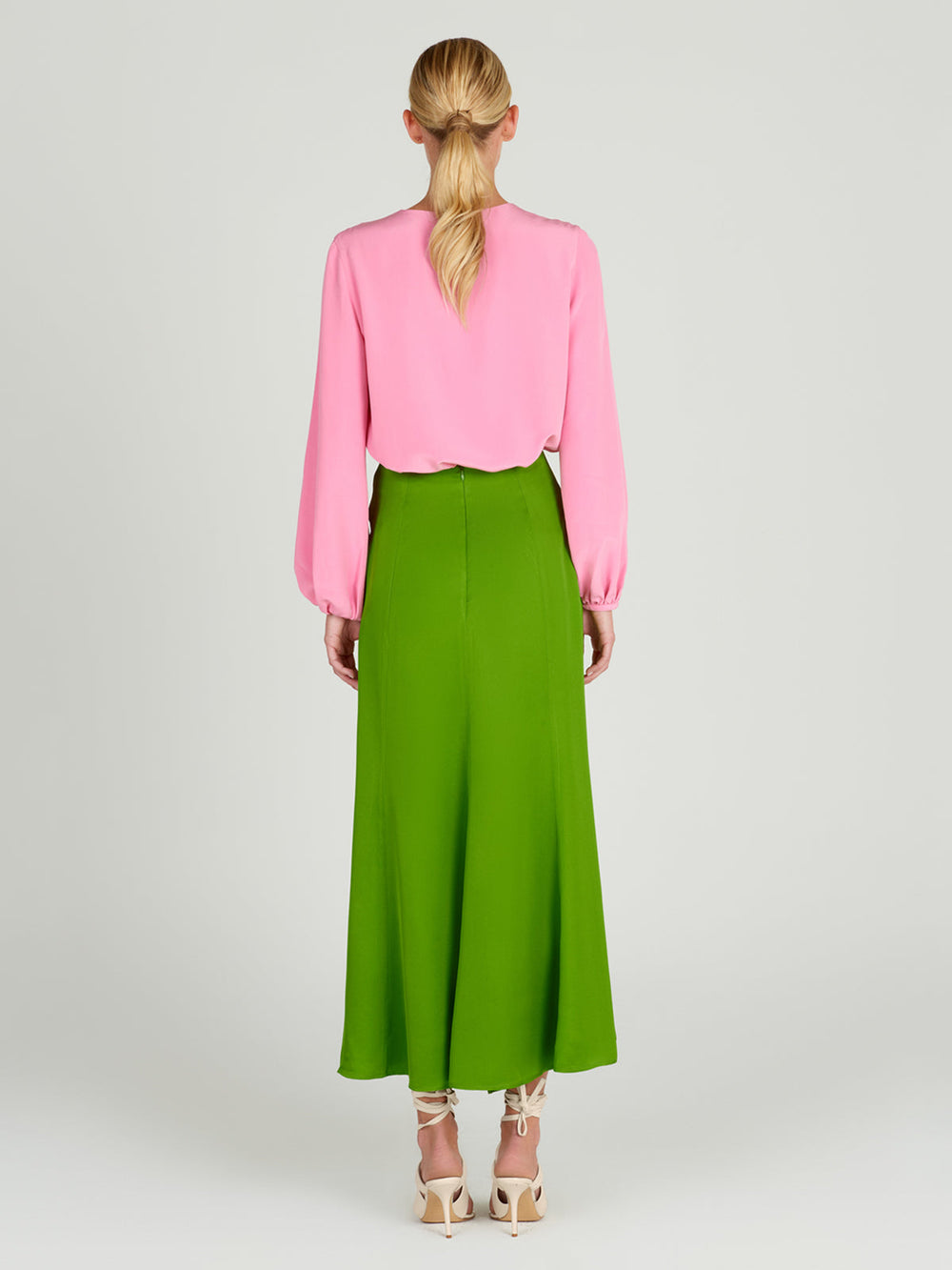 A glamorous Merve Blouse Pink with lace detailing.