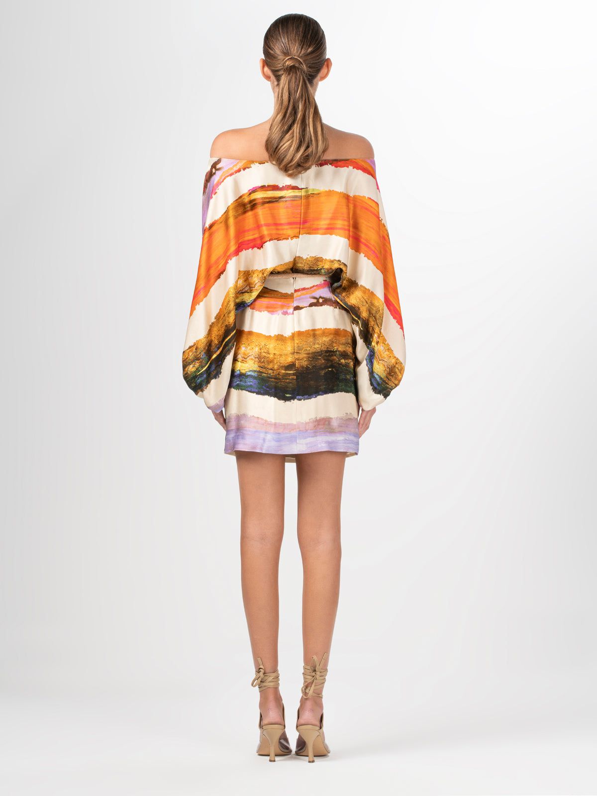 Vestido Manon Orange Orchid Abstract Stripes